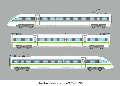 flat high-speed train isolated.vector express railway illustration