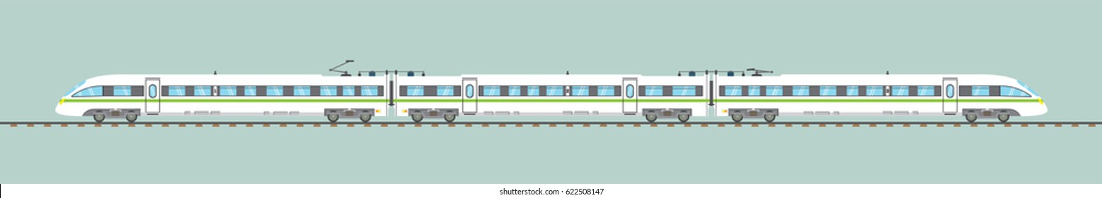 flat high-speed train isolated.vector express railway illustration