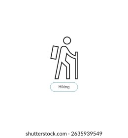 Flat hiking integrity line vector icon. Thin line web symbols on white background editable stroke vector illustration. Perfect for travel, outdoor, and adventure themes. Icon for fitness, and travel.