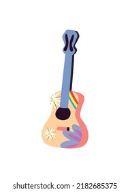 Flat Hippie Guitar Over White