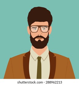 flat hipster character. stylish young guy with glasses. avatar icon. man vector illustration. eps10