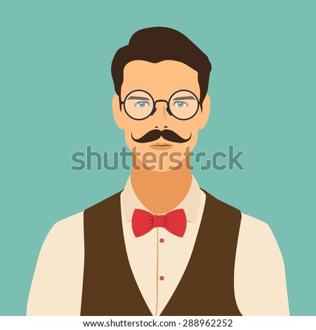 flat hipster character. stylish young guy with glasses. avatar icon. man vector illustration. eps10