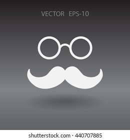 Icono de bigote y gafas estilo retro estilo Hipster plano