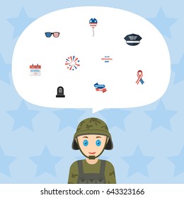 Flat History, Firecracker, Hat And Other Vector Elements. Set Of Day Flat Symbols Also Includes Decoration, Tomb, Mom Objects.