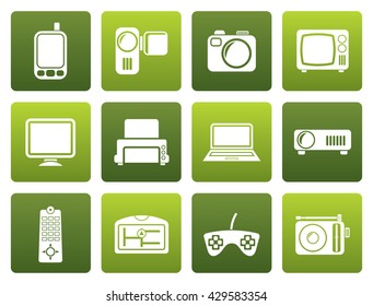 Flat Hi-tech technical equipment icons - vector icon set