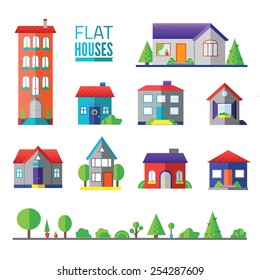 flat hoflat houses isolated icons, signs, symbols, illustrations, silhouettes, vectors setuses isolated icons, signs, symbols, illustrations, silhouettes, vectors set