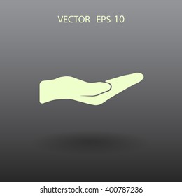 Flat Holding palm icon, vector illustration