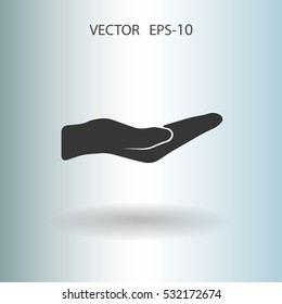 Icono de la palma de retención plana, ilustración vectorial