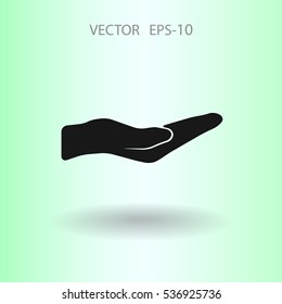 Icono de la palma de retención plana, ilustración vectorial