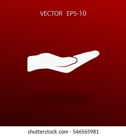 Flat Holding palm icon, vector illustration