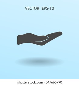 Flat Holding palm icon, vector illustration