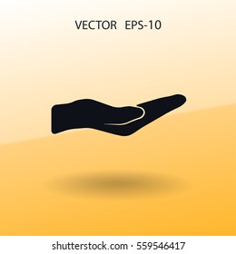 Icono de la palma de retención plana, ilustración vectorial