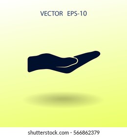 Flat Holding palm icon, vector illustration
