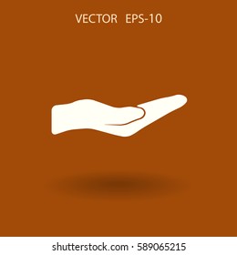 Icono de la palma de retención plana, ilustración vectorial