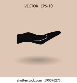 Flat Holding palm icon, vector illustration