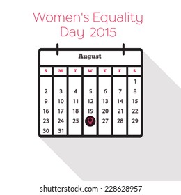 Flat holiday calendar icon. August, 2015. Women's Equality Day