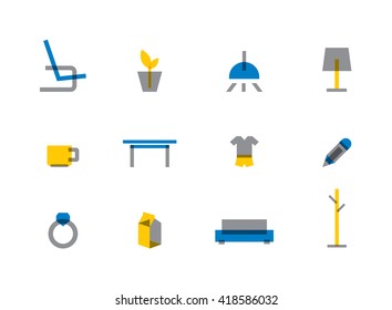 Flat home decoration vector icon set