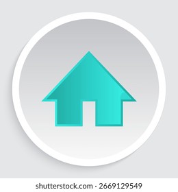 Flat home icon with cyan gradient, circular background, and subtle shadow. Ideal for UI UX, apps, websites, dashboards, and navigation buttons in modern digital designs