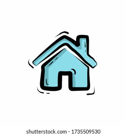 Flat home Icon. handdrawn vector illustration.