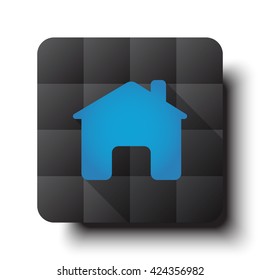 Flat Home icon on black app button with drop shadow