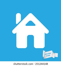 flat home icon on the blue background