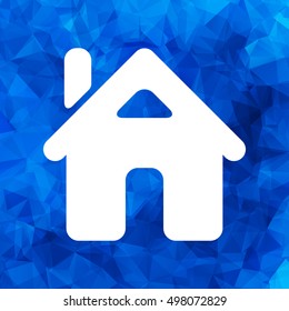 flat home icon on a blue triangular polygonal background