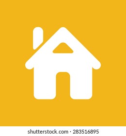 flat home icon on the yellow background