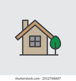 Flat Home icon and vector illustration.
