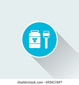 flat honey jar and spoon icon