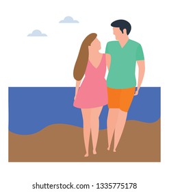 Flat honeymoon illustration vector 