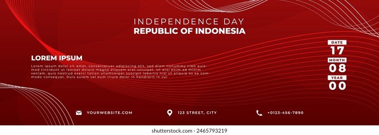 Flat horizontal banner template for indonesian independence day