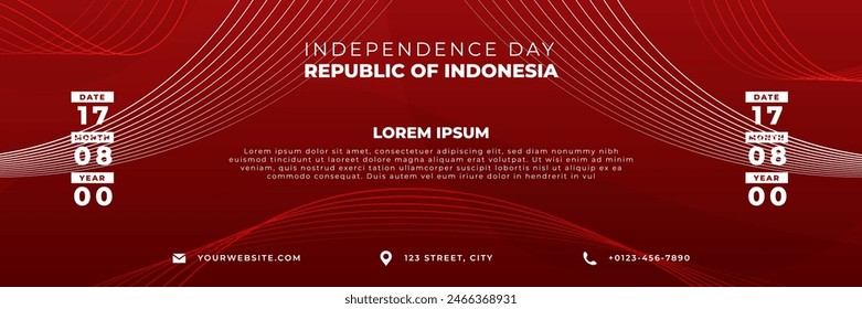 Flat horizontal banner template for indonesian independence day