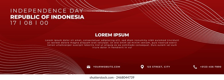 Flat horizontal banner template for indonesian independence day