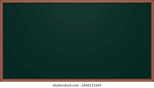 Flat horizontal blackboard vector with wooden frame – empty green chalkboard for school education, classroom template, infographic or presentation use
