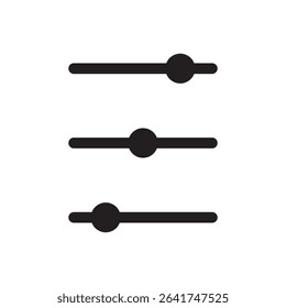 Flat horizontal equalizer icon. Audio mixing slider bars for sound apps and music visuals.