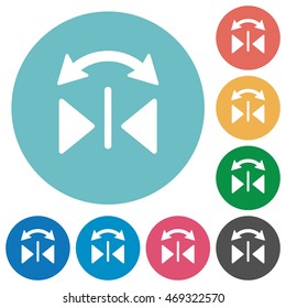 Flat horizontal flip icon set on round color background.