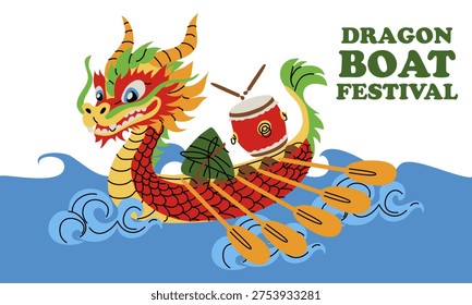 Flat horizontal illustration Dragon