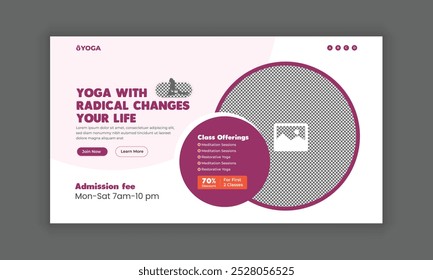 Flat horizontal sale banner template for a yoga retreat, Yoga and meditation class Instagram social media post web banner template