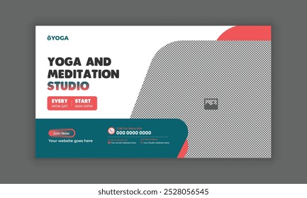 Flat horizontal sale banner template for a yoga retreat, Yoga and meditation class Instagram social media post web banner template