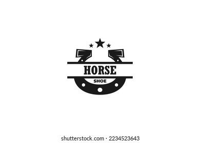 Flat horse shoe logo design template illustration