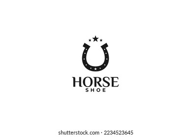 Flat horse shoe logo design template illustration