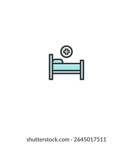 Flat Hospital Bed Icon Medical Patient Bed Vector Illustration