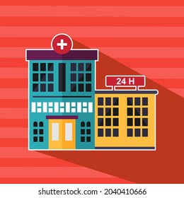 Flat hospital icon design inspiration vector. Medical center. Hospital color icon. Clinic.