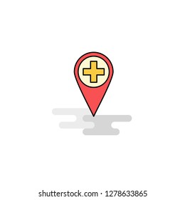 Flat Hospital location Icon. Vector