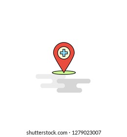 Flat Hospital location Icon. Vector