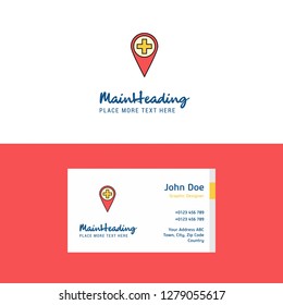 Flat Hospital location Logo and Visiting Card Template. Busienss Concept Logo Design