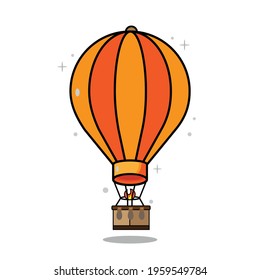 Flat hot air balloon illustration. Cartoon style