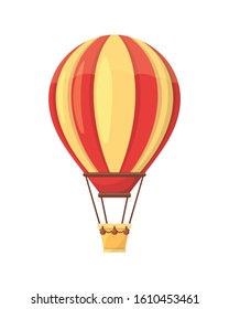  Flat hot air balloon, isolated on white background