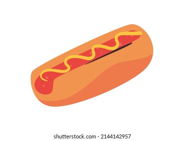 flat hot dog design over white