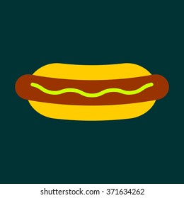 Flat hot dog icon
